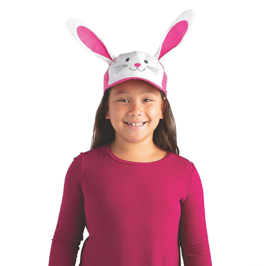 Easter Basket Fillers * | New Easter Bunny Baseball Caps With Ears 12 Pc.