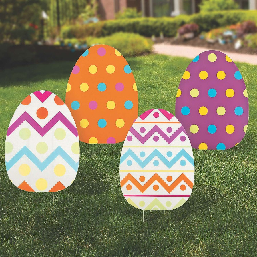 Easter Egg Hunt * | Wholesale Jumbo Egg Yard Signs 4 Pc.