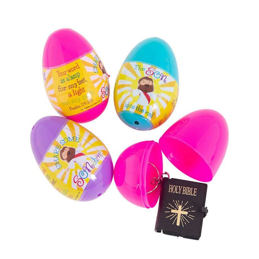 Easter Egg Hunt * | Deals 3 Bible Keychain-Filled Plastic Easter Eggs 12 Pc.