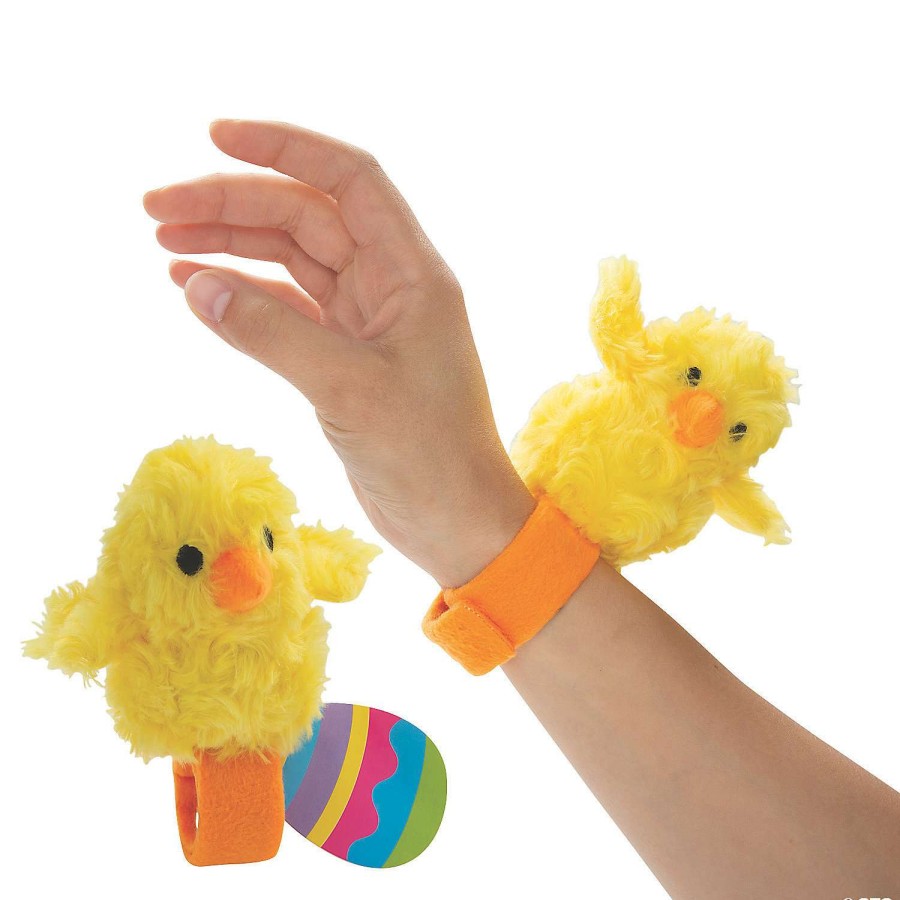 Easter Baskets & Grass * | Deals Hugging Easter Stuffed Chick Bracelets With Card 12 Pc.