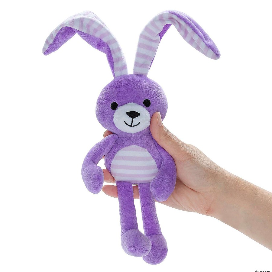 Easter Basket Fillers * | Wholesale Easter Wired Long Ear Striped Stuffed Bunnies 12 Pc.