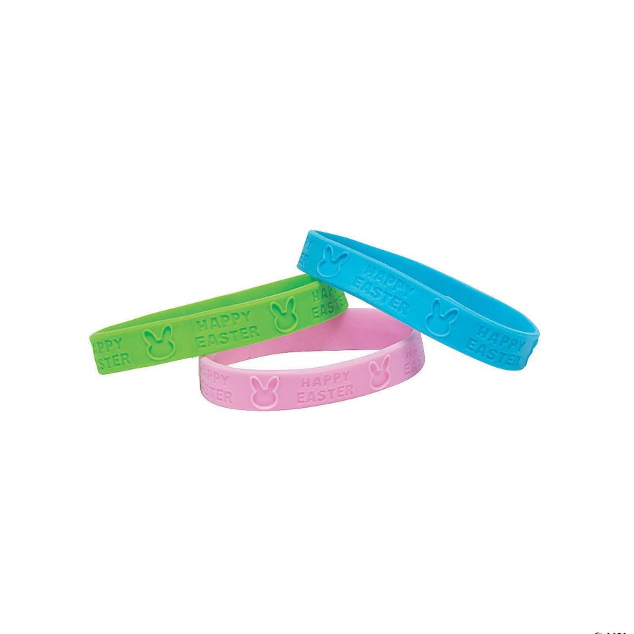 Toy Egg Fillers * | Cheapest Easter Bunny Rubber Bracelets 24 Pc.