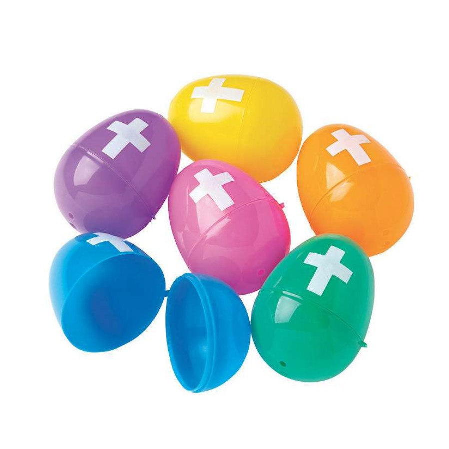 Easter Eggs * | Wholesale 2 1/2 Bulk Bright Plastic Easter Eggs With Cross 144 Pc.