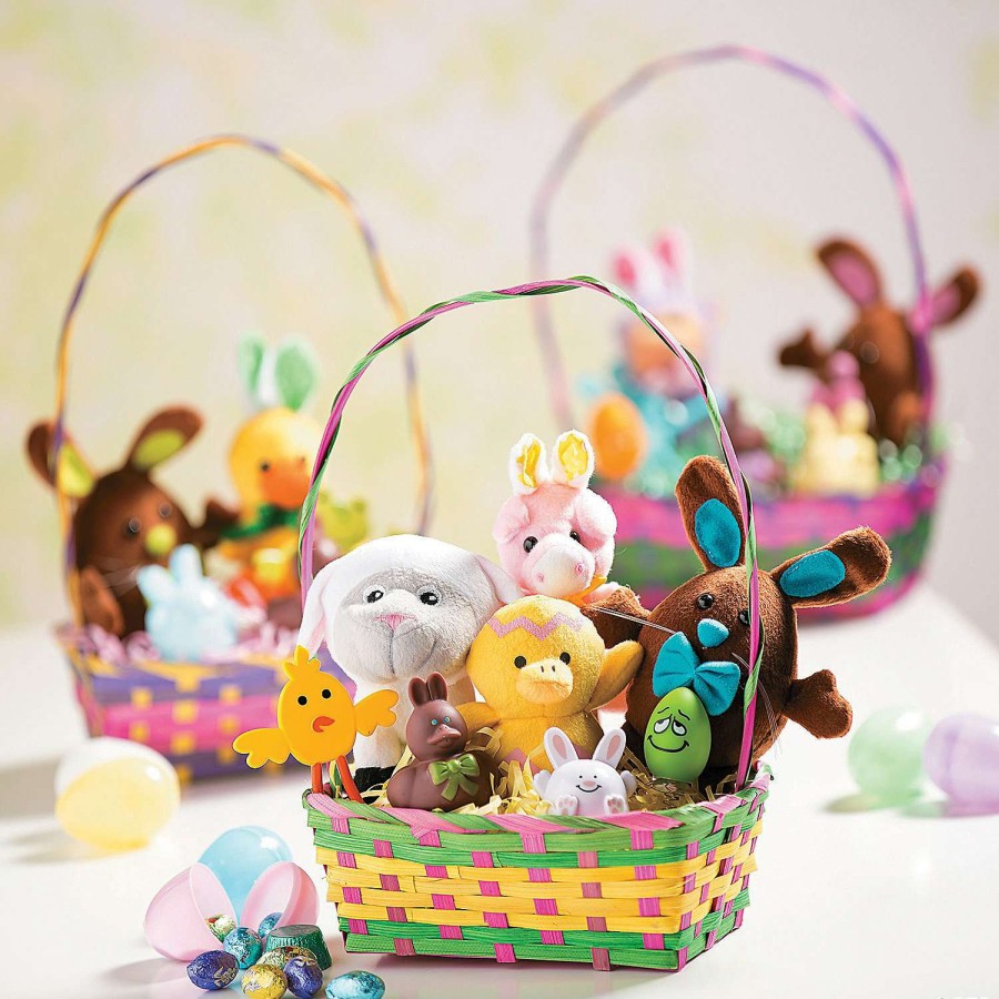 Easter Egg Hunt * | Cheapest Multicolor Rectangular Easter Bamboo Baskets 12 Pc.