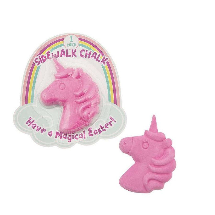 Easter Basket Fillers * | Wholesale Easter Unicorn Sidewalk Chalk With Card 12 Pc.