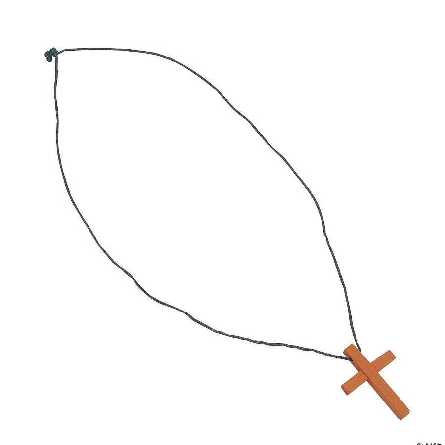 Easter Basket Fillers * | Promo Wooden Cross Necklaces 12 Pc.