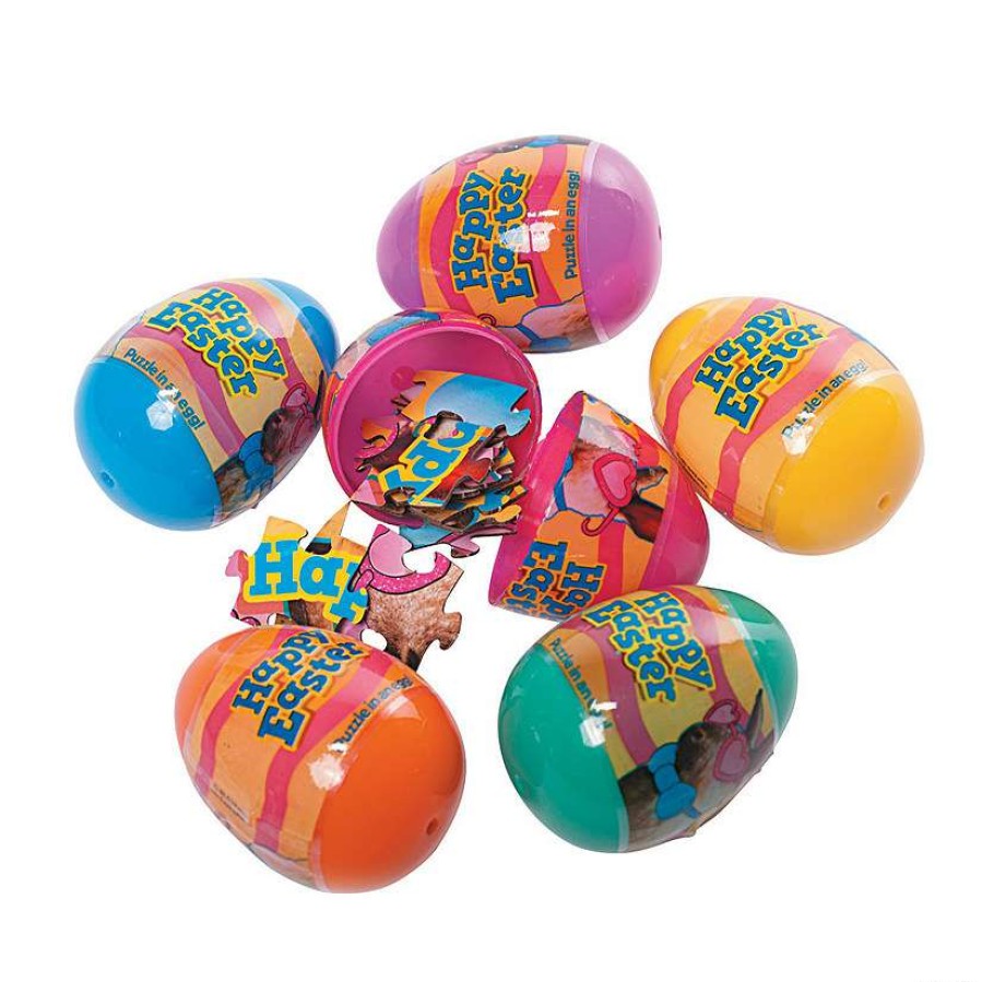 Easter Egg Hunt * | Hot Sale 2 1/2 Puzzle-Filled Plastic Easter Eggs 12 Pc.