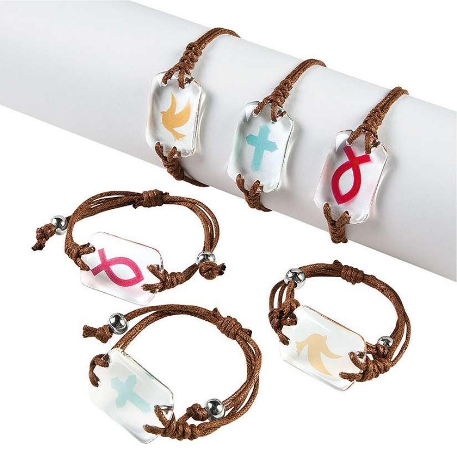 Easter Basket Fillers * | Deals Religious Stone Icon Bracelets 12 Pc.