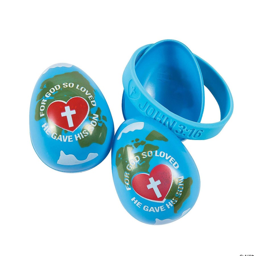 Easter Basket Fillers * | Brand New 2-1/2 John 3:16 Bracelet-Filled Plastic Easter Eggs 12 Pc.