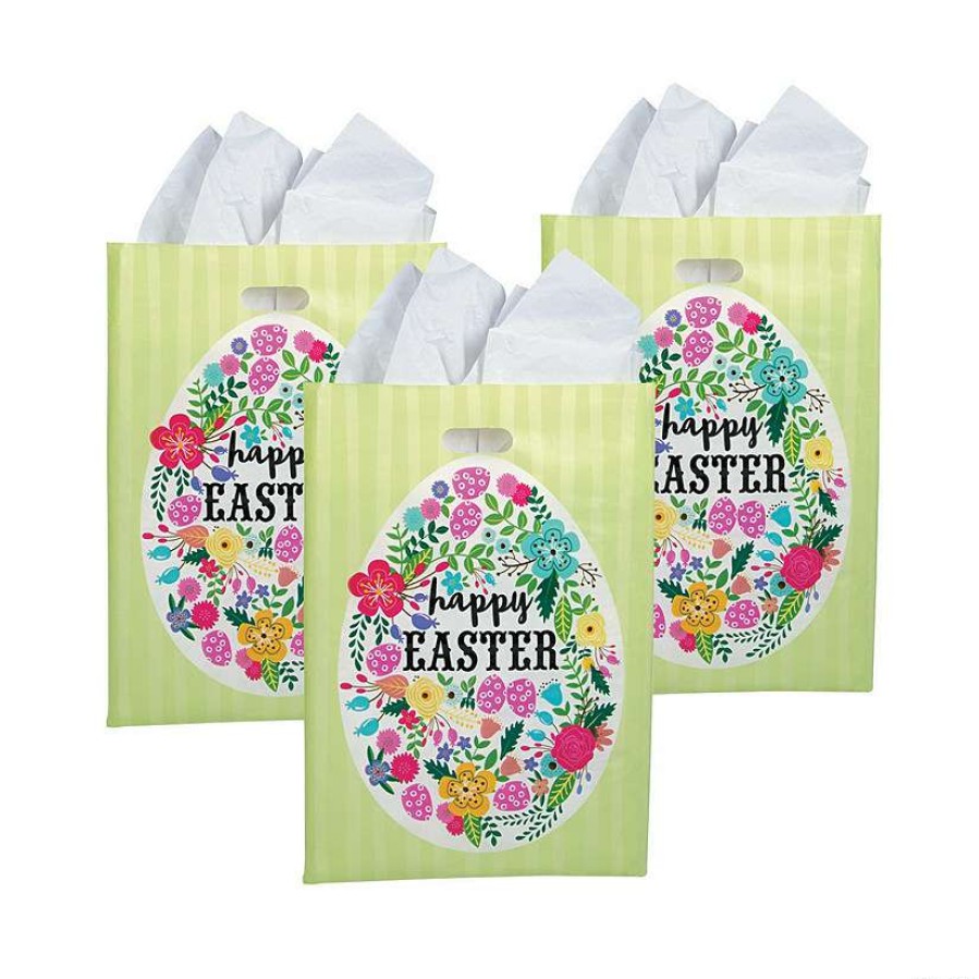 Easter Baskets & Grass * | Promo Large Easter Plastic Goody Bags 50 Pc.