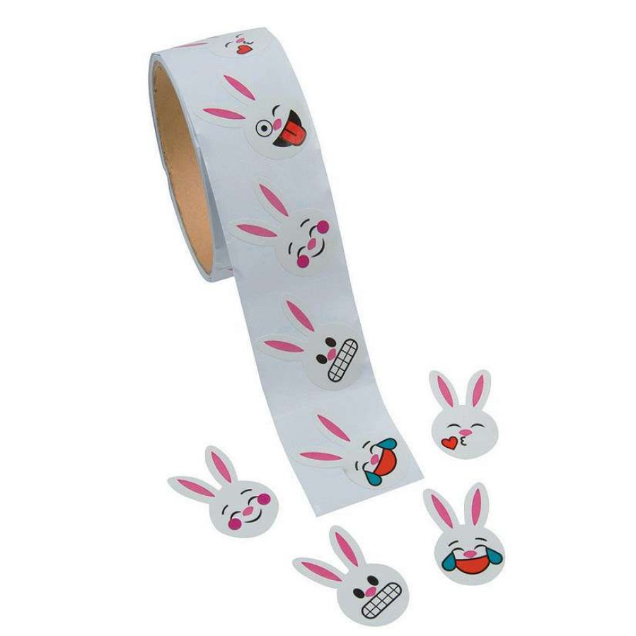 Toy Egg Fillers * | Promo Emoji Bunny Face Sticker Roll 100 Pc.