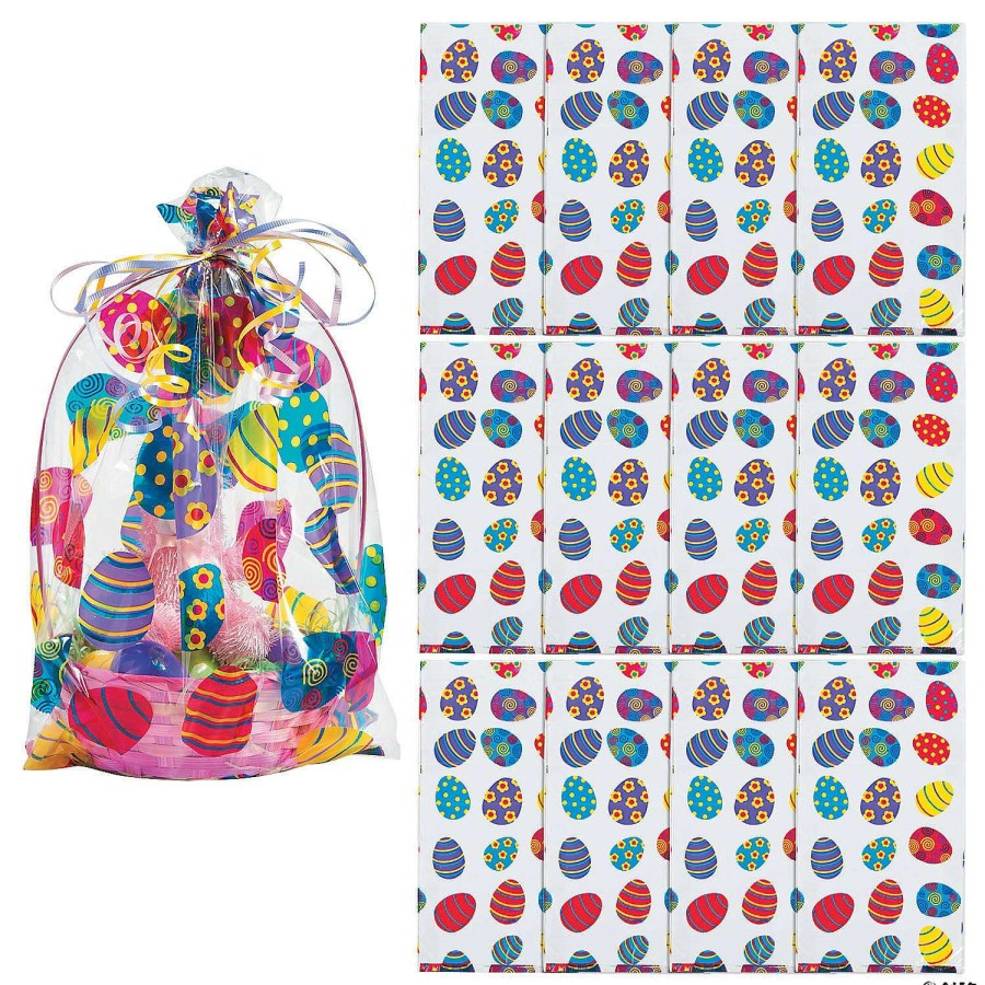 Easter Baskets & Grass * | Wholesale 9 3/4 X 6 1/4 X 17 3/4 Large Easter Basket Cellophane Bags 12 Pc.