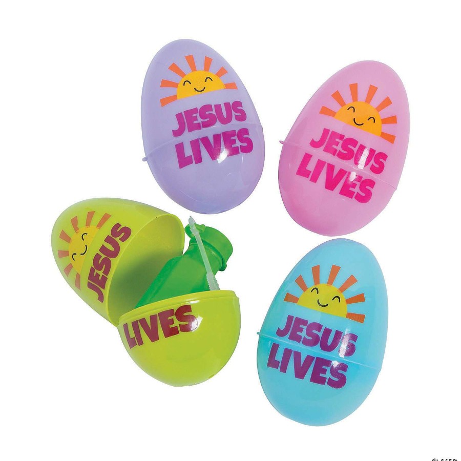 Easter Eggs * | Deals 2 3/4 Jumbo Religious Bubble Bottle-Filled Plastic Easter Eggs 24 Pc.