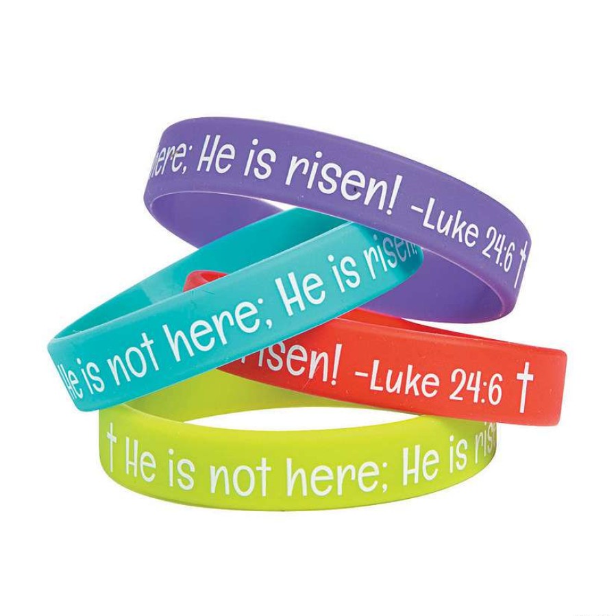 Toy Egg Fillers * | Wholesale He Is Risen Rubber Bracelets 24 Pc.