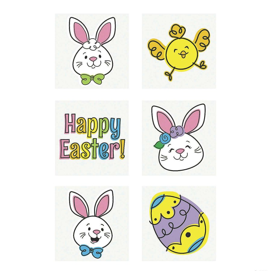 Toy Egg Fillers * | Cheap Happy Easter Temporary Tattoos 72 Pc.