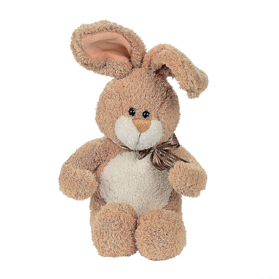 Easter Basket Fillers * | Outlet Long-Eared Soft Brown Stuffed Bunny With Bow