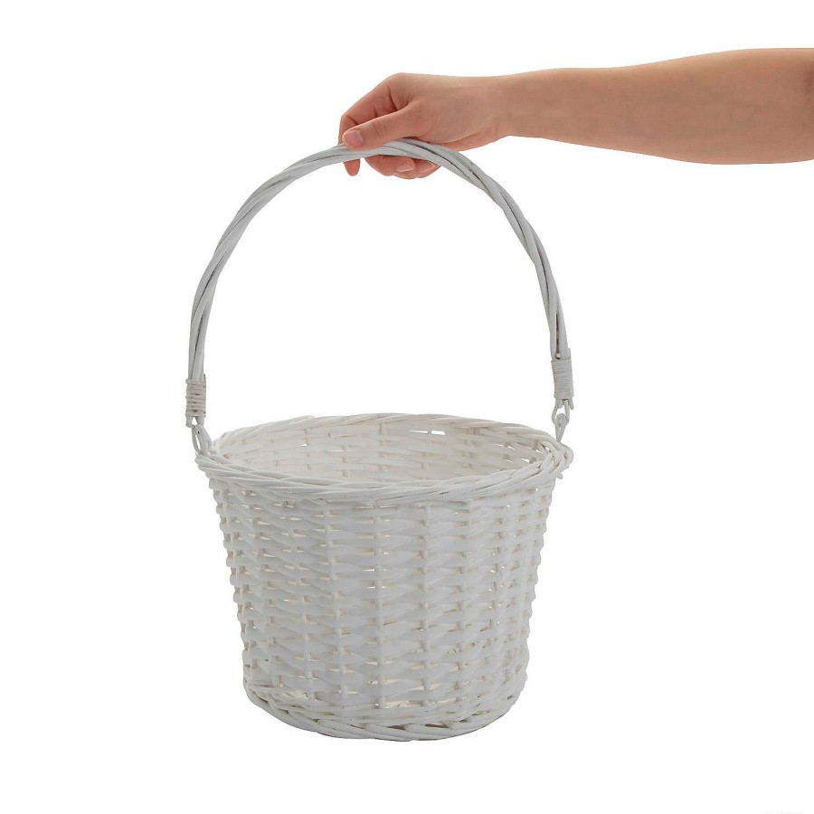 Easter Baskets & Grass * | Best Pirce White Easter Basket