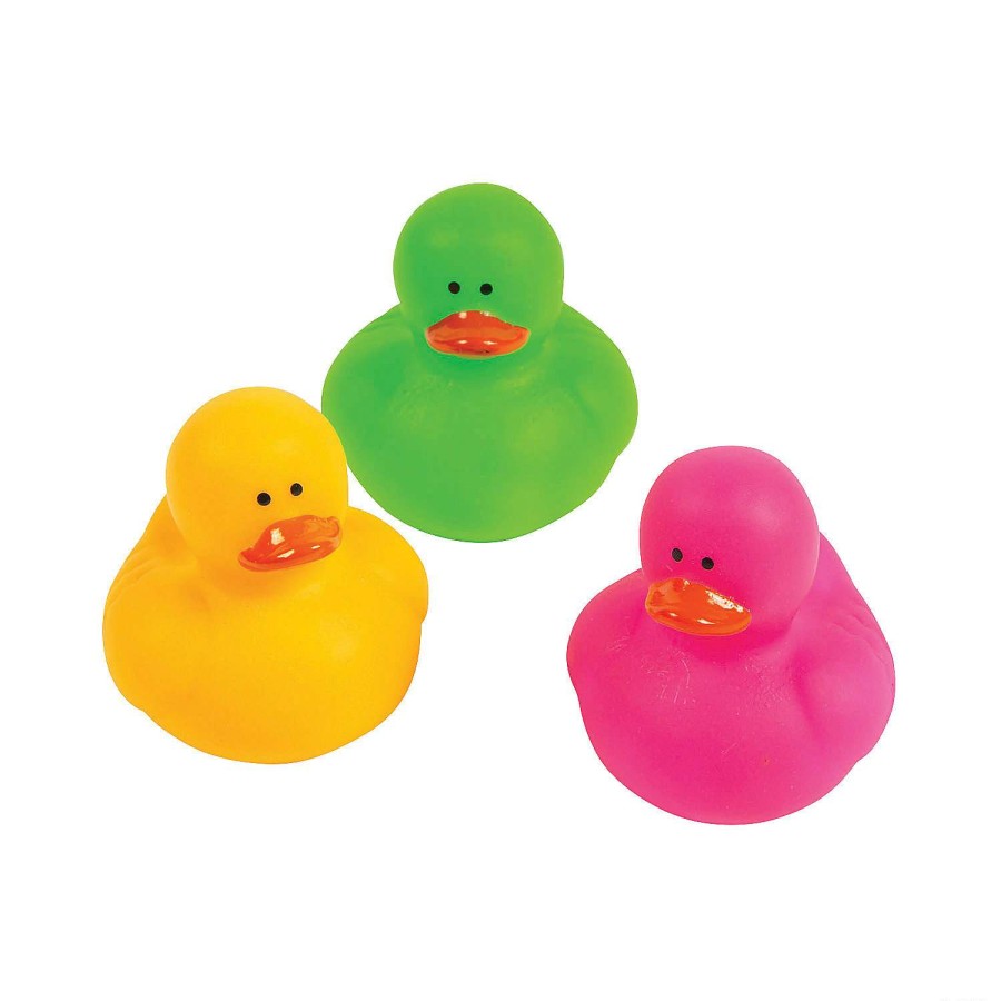 Toy Egg Fillers * | Best Reviews Of Mini Neon Rubber Ducks 24 Pc.