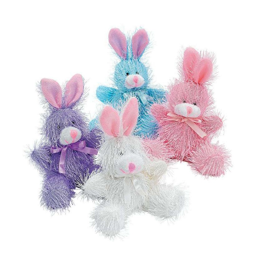 Easter Baskets & Grass * | Top 10 Pastel Pink, Blue, Purple, White Furry Stuffed Bunnies 12 Pc.