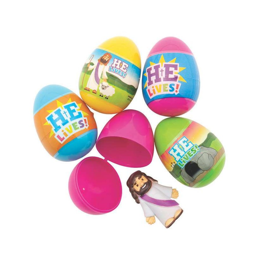 Easter Eggs * | Hot Sale 2 1/2 He Is Risen Toy-Filled Plastic Easter Eggs 48 Pc.