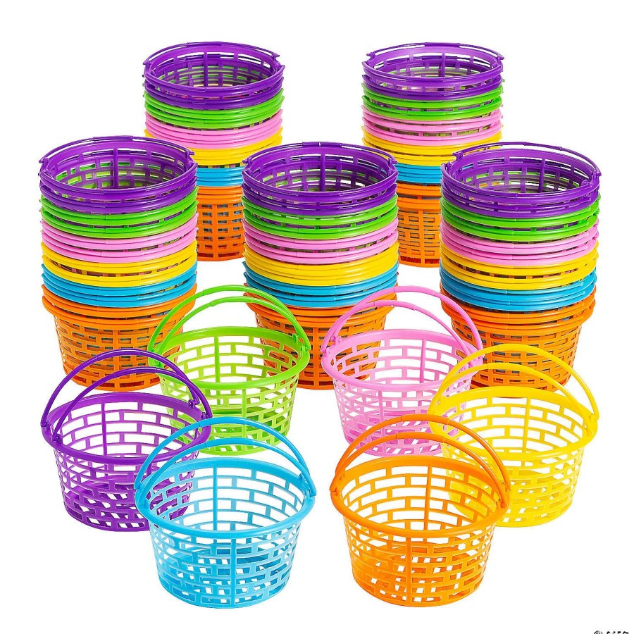 Easter Baskets & Grass * | Top 10 Bulk Bright Round Easter Baskets 72 Pc.