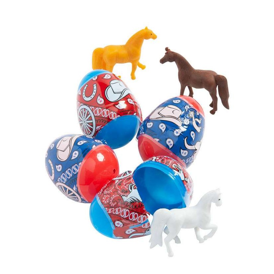 Easter Basket Fillers * | Deals 2 1/4 Western Horse Toy-Filled Plastic Easter Eggs 12 Pc.