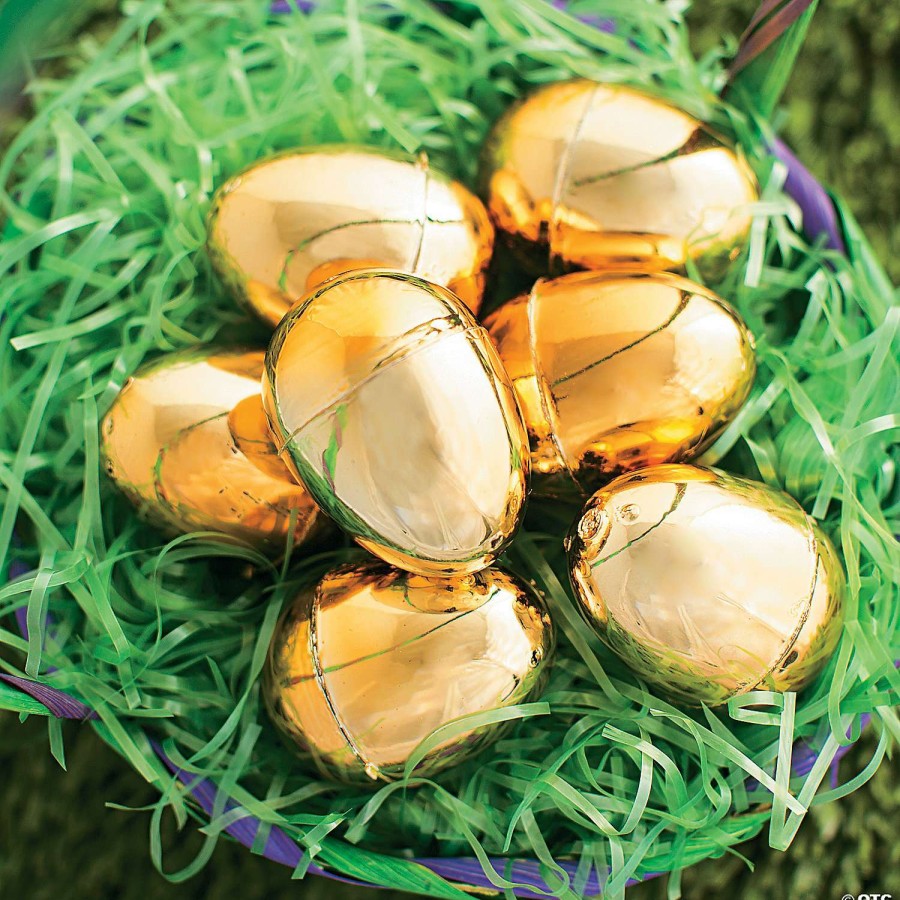 Easter Egg Hunt * | Top 10 2 1/4 Metallic Golden Plastic Easter Eggs 12 Pc.