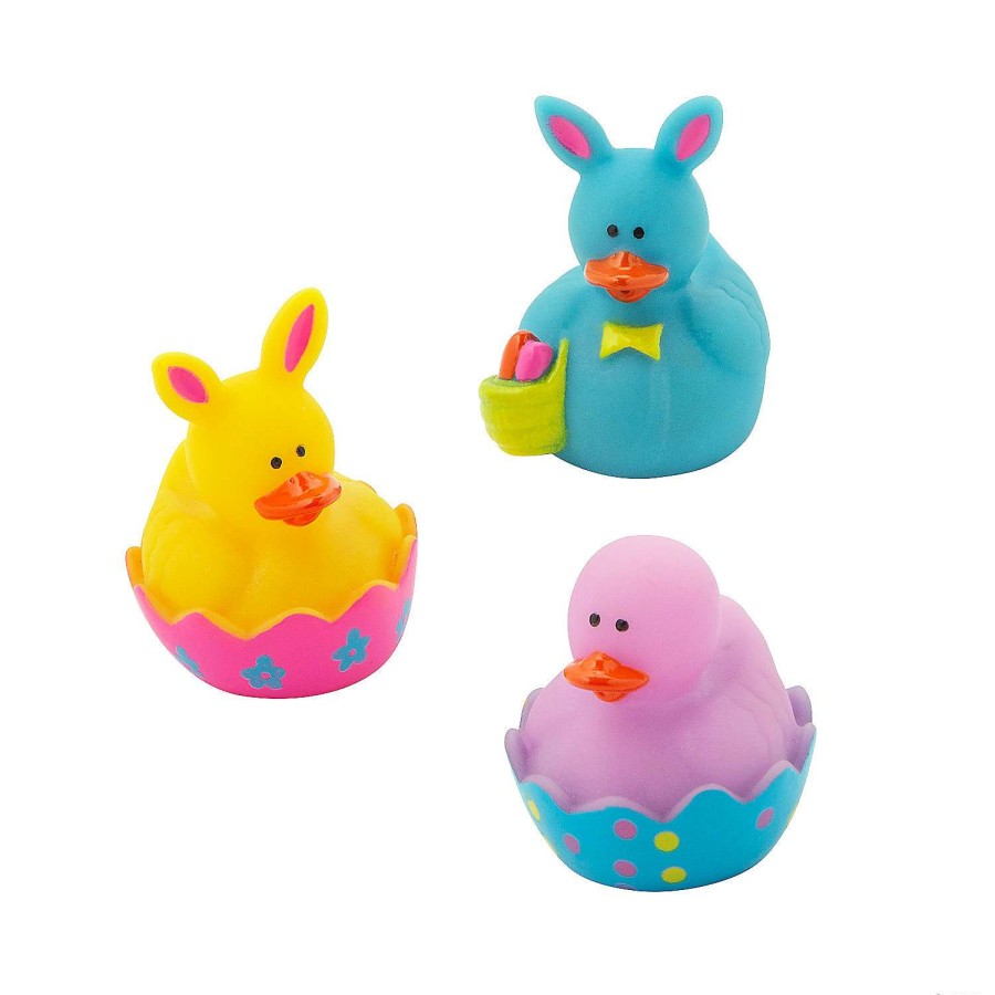 Toy Egg Fillers * | Promo Mini Easter Rubber Ducks 24 Pc.