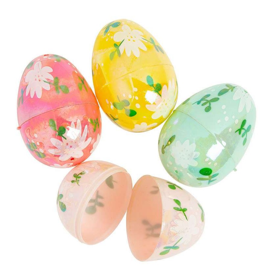 Easter Eggs * | Cheapest 2 1/2 Iridescent Flower Print Plastic Easter Eggs 48 Pc.