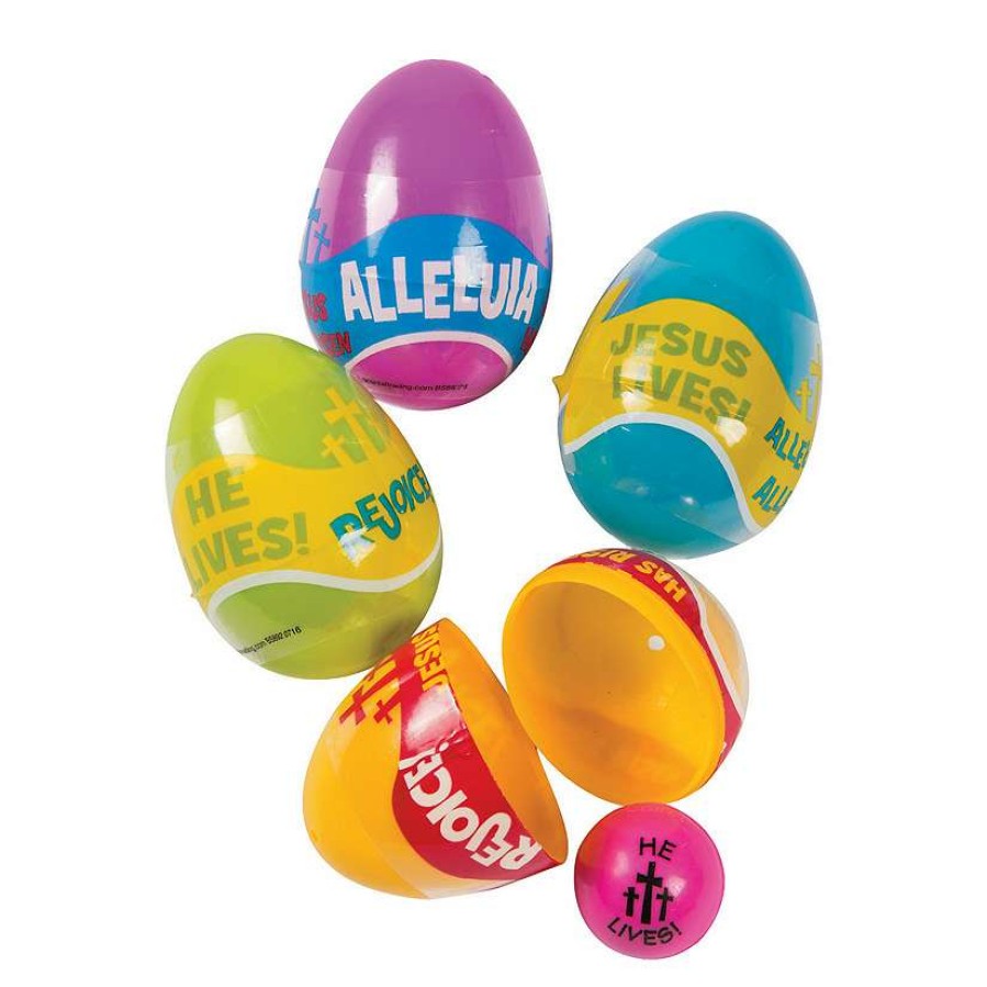 Easter Eggs * | Discount 2 1/4 Religious Phrases Bouncing Ball-Filled Plastic Easter Eggs 24 Pc.