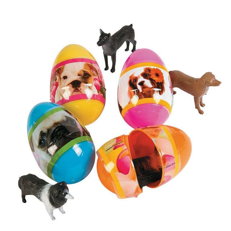 Easter Basket Fillers * | Top 10 3 Puppy-Filled Plastic Easter Eggs 12 Pc.