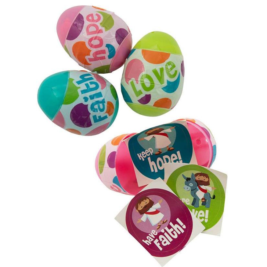 Easter Eggs * | Discount 2 1/2 Inspirational Sticker-Filled Plastic Easter Eggs 48 Pc.