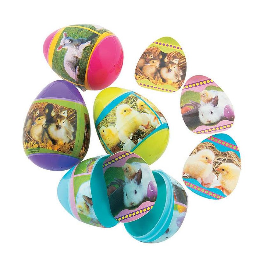 Easter Eggs * | Flash Sale 2 1/2 Baby Animal Sticker-Filled Plastic Easter Eggs 24 Pc.