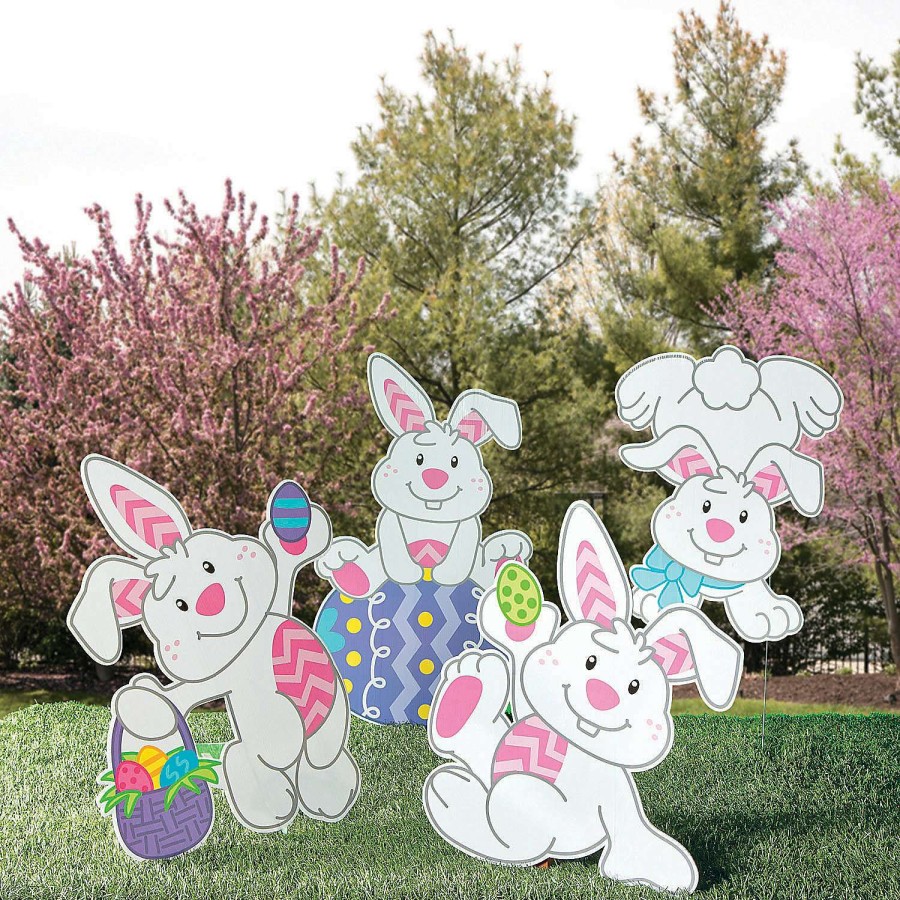 Easter Egg Hunt * | Flash Sale Tumbling Bunnies Yard Signs 4 Pc.