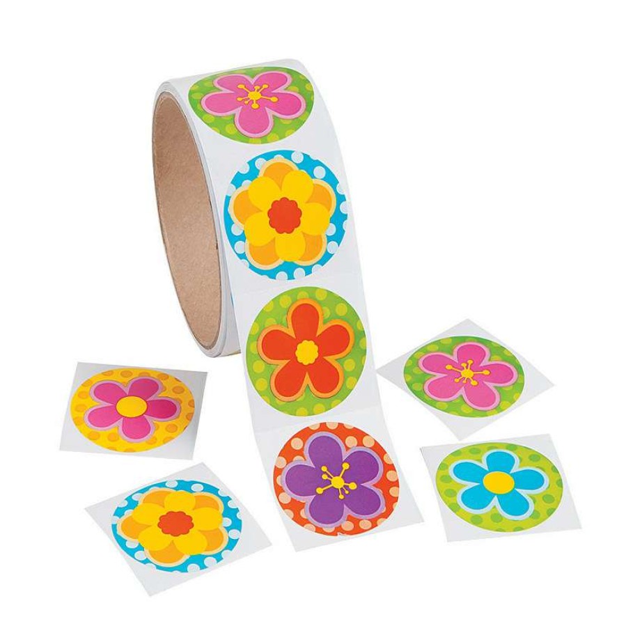 Toy Egg Fillers * | Discount Spring Bright Flower Sticker Roll 100 Pc.