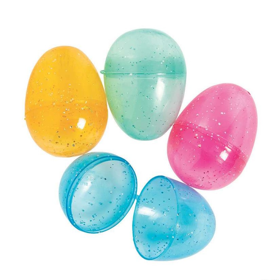 Easter Egg Hunt * | Budget 2 1/2 Transparent Glitter Plastic Easter Eggs 12 Pc.