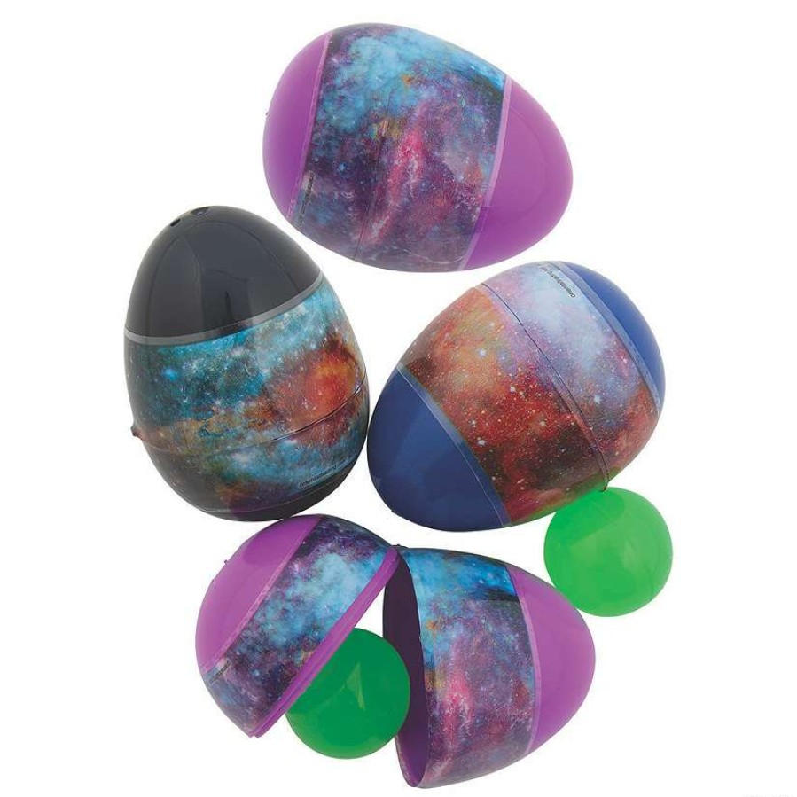 Easter Egg Hunt * | Best Pirce 2 1/2 Galaxy Glow-In-The-Dark Bouncy Ball-Filled Plastic Easter Eggs 12 Pc.