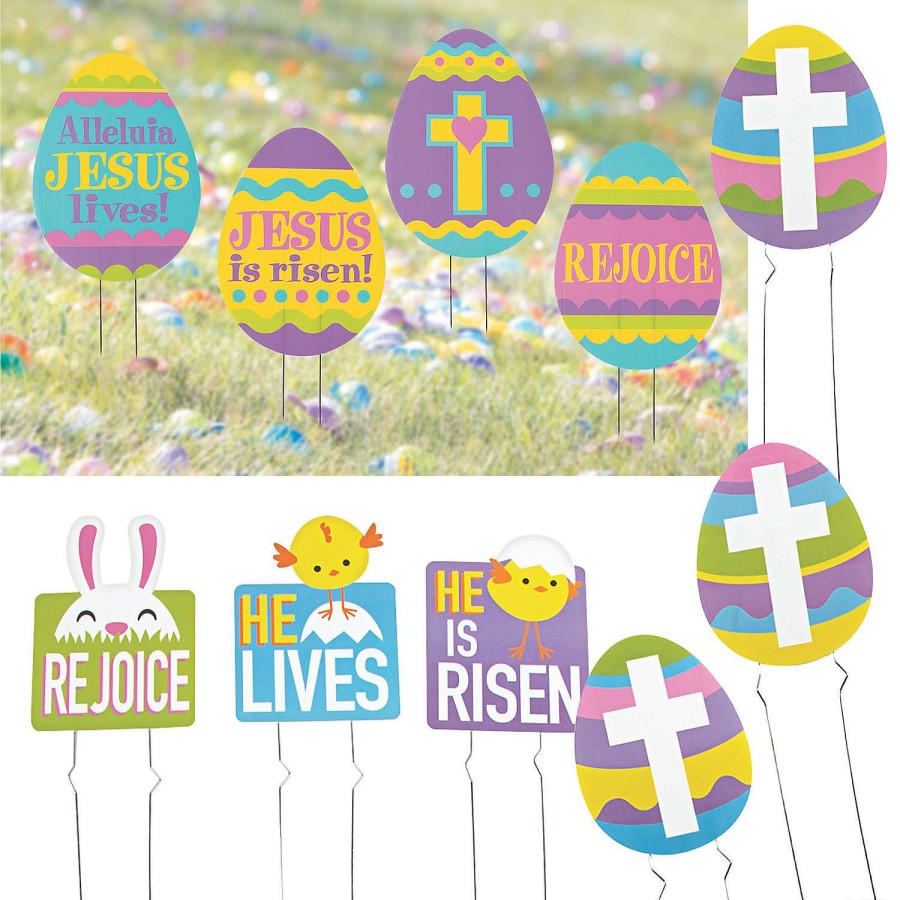 Easter Egg Hunt * | Coupon He Lives Easter Yard Sign Kit 10 Pc.