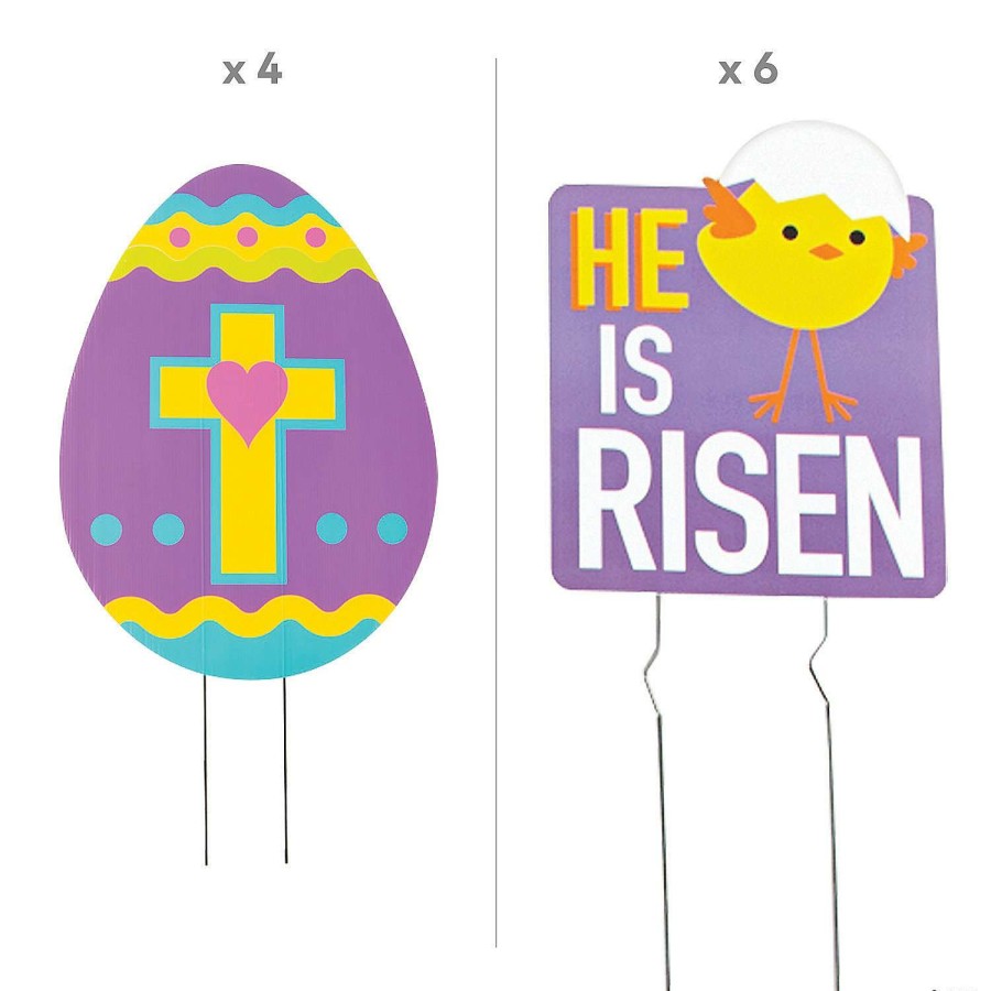 Easter Egg Hunt * | Coupon He Lives Easter Yard Sign Kit 10 Pc.