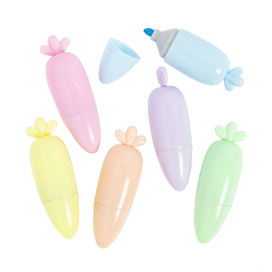 Easter Basket Fillers * | Flash Sale Pastel Carrot-Shaped Highlighters 12 Pc.