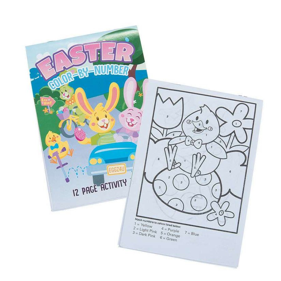 Easter Baskets & Grass * | Flash Sale Easter Color By Number Activity Books 24 Pc.