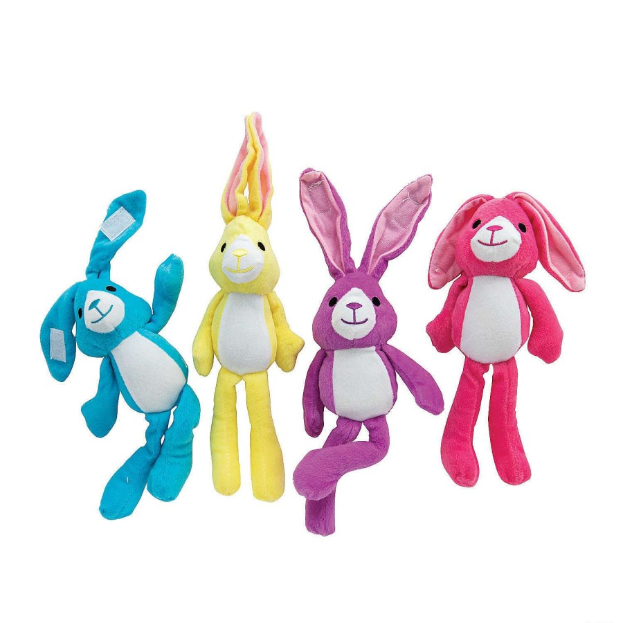 Easter Basket Fillers * | Flash Sale Long-Eared Colorful Stuffed Bunnies 12 Pc.