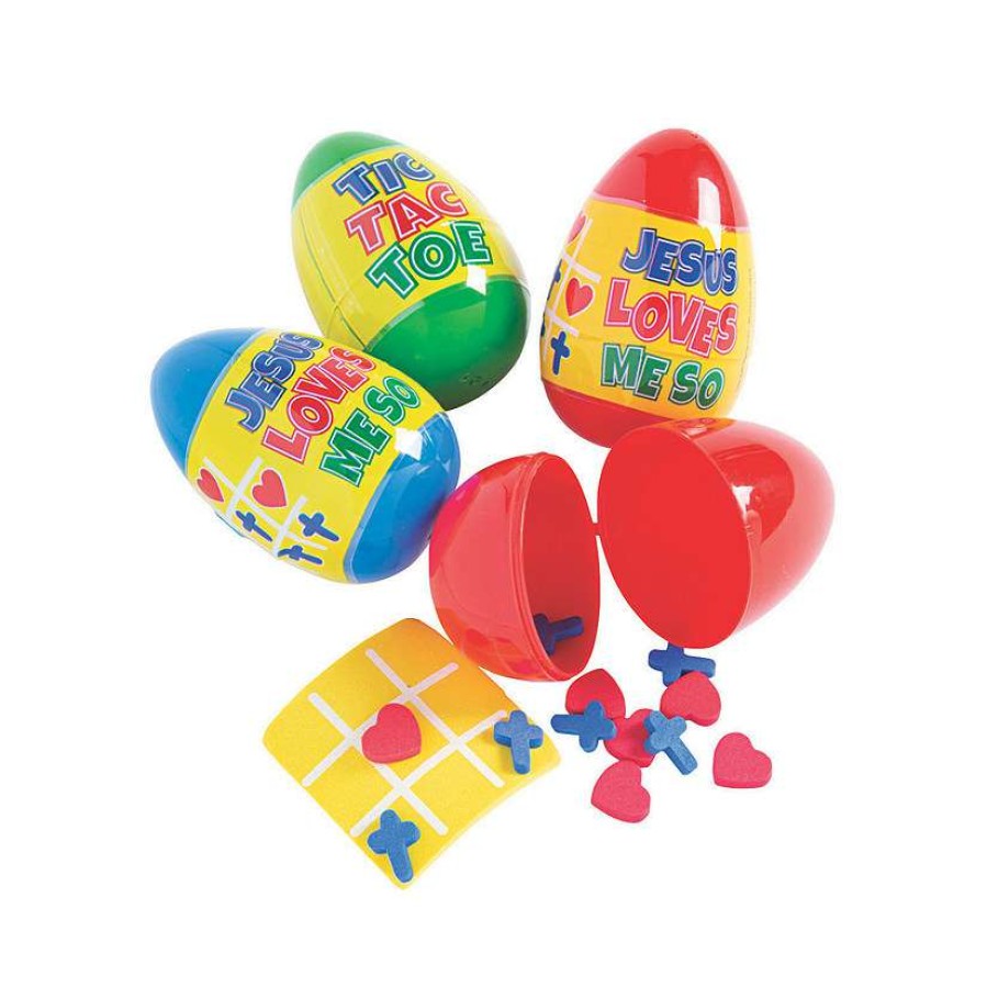 Easter Egg Hunt * | Best Deal 3 Religious Tic-Tac-Toe Game-Filled Plastic Easter Eggs 12 Pc.