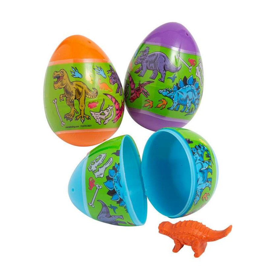 Easter Egg Hunt * | Brand New 2 1/4 Dinosaur Crayon-Filled Plastic Easter Eggs 24 Pc.