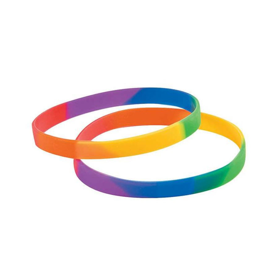 Easter Basket Fillers * | New Rainbow Thin Band Silicone Bracelets 24 Pc.