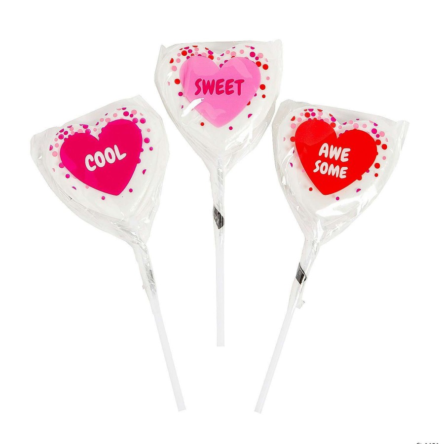 Easter Basket Fillers * | Cheapest Confetti Heart-Shaped Conversation Heart Lollipops 12 Pc.