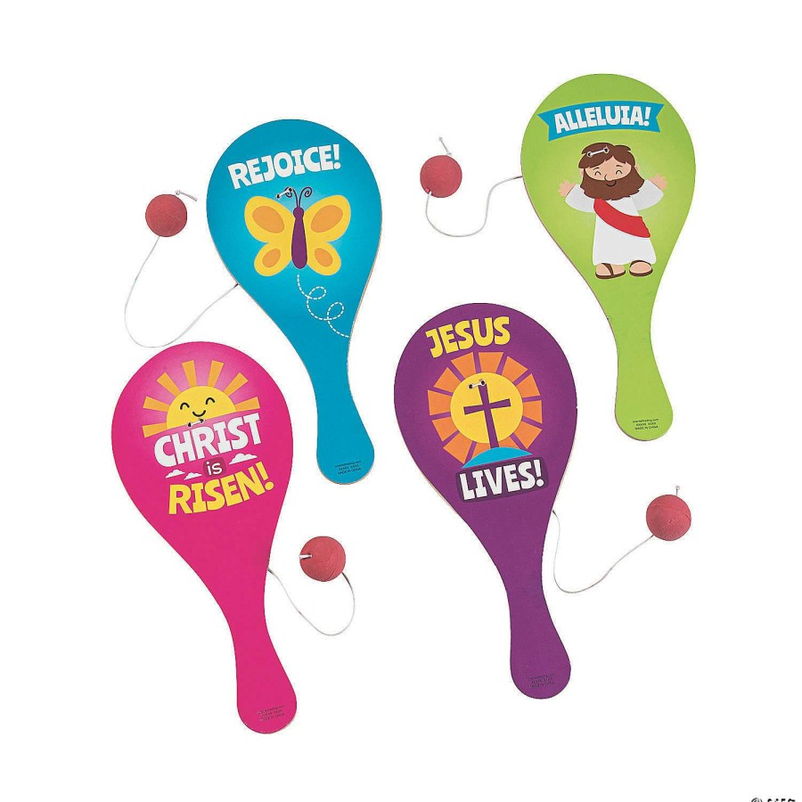 Easter Basket Fillers * | Wholesale Easter Inspirational Paddleball Games 12 Pc.