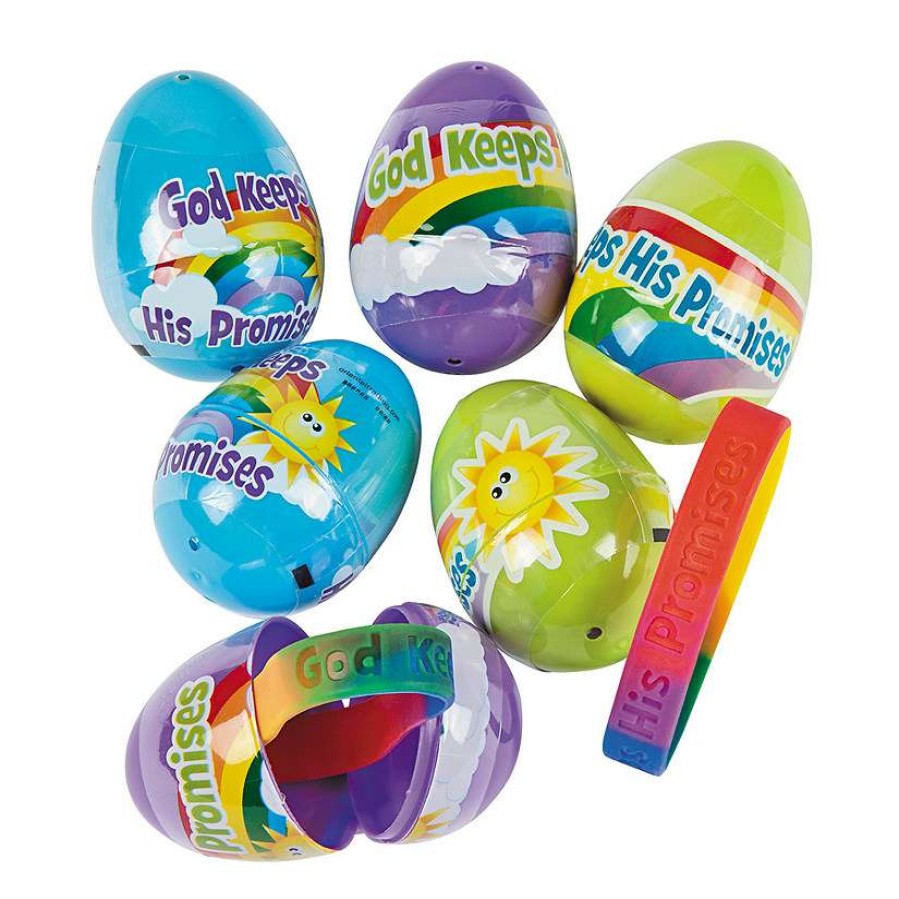 Easter Egg Hunt * | Brand New 2 God Keeps His Promises Bracelet-Filled Plastic Easter Eggs 12 Pc.