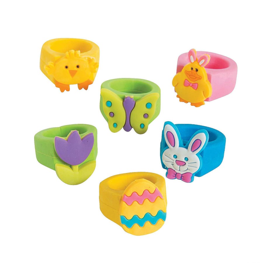 Toy Egg Fillers * | Budget Easter Rings 24 Pc.