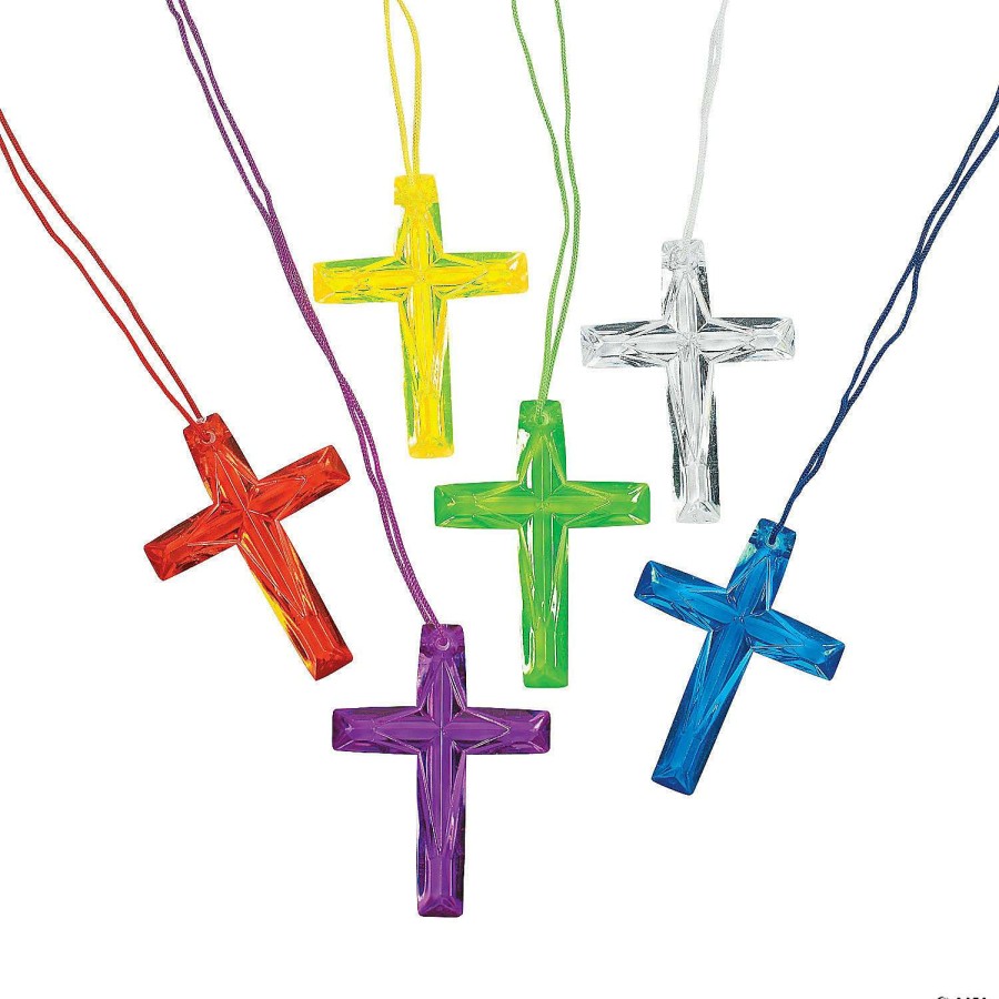 Easter Basket Fillers * | Budget Crystal Cross Necklaces 48 Pc.